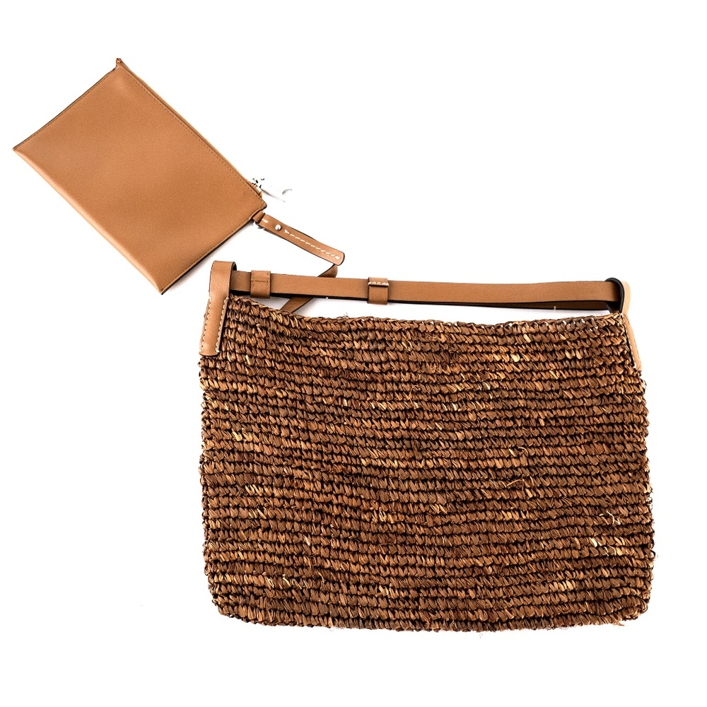 Proenza Schouler White Label Minetta Brown Raffia Shoulder Bag with Pouch - Picture 7 of 15